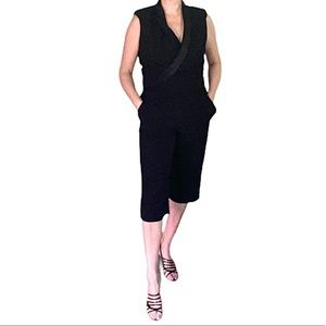 L’Agence Black Sleeveless Jumpsuit with silk collar S
